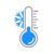 Thermometer vector icon with snow cold temperature scale for winter weather